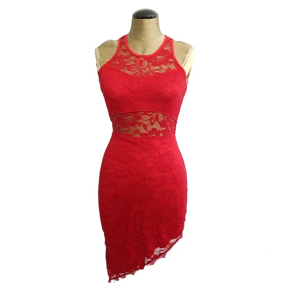 Dresses & Skirts - -NEW- Chic RED lace Bodycon sexy dress S M L